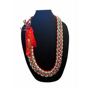 Class of 2026 Graduation Lei | Red Green White Ribbon Lei | Custom Graduation
